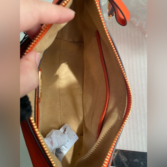 NWT RALPH LAUREN  Kassie medium leather convertible shoulder bag fall orange - Picture 8 of 12